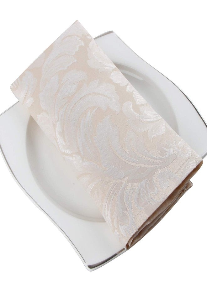 EHouseHome Damask Jacquard Cloth Napkins Waterproof Spillproof Polyester Fabric Napkins Beige, Set of 12, 17 x 17 Inch - Image 2
